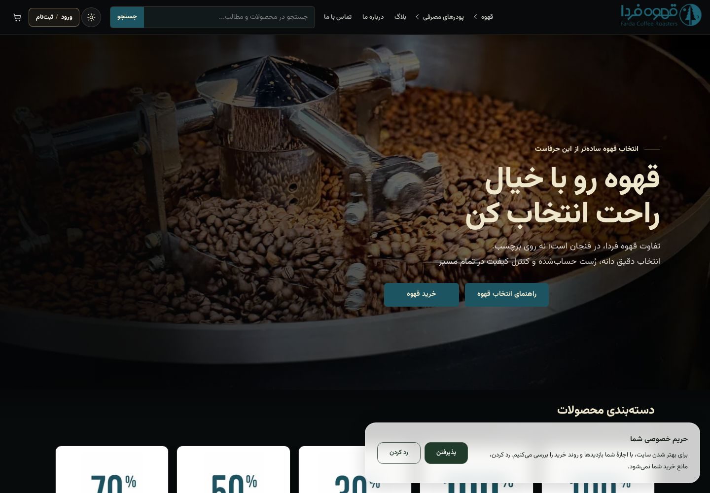 نمای سایت قهوه فردا